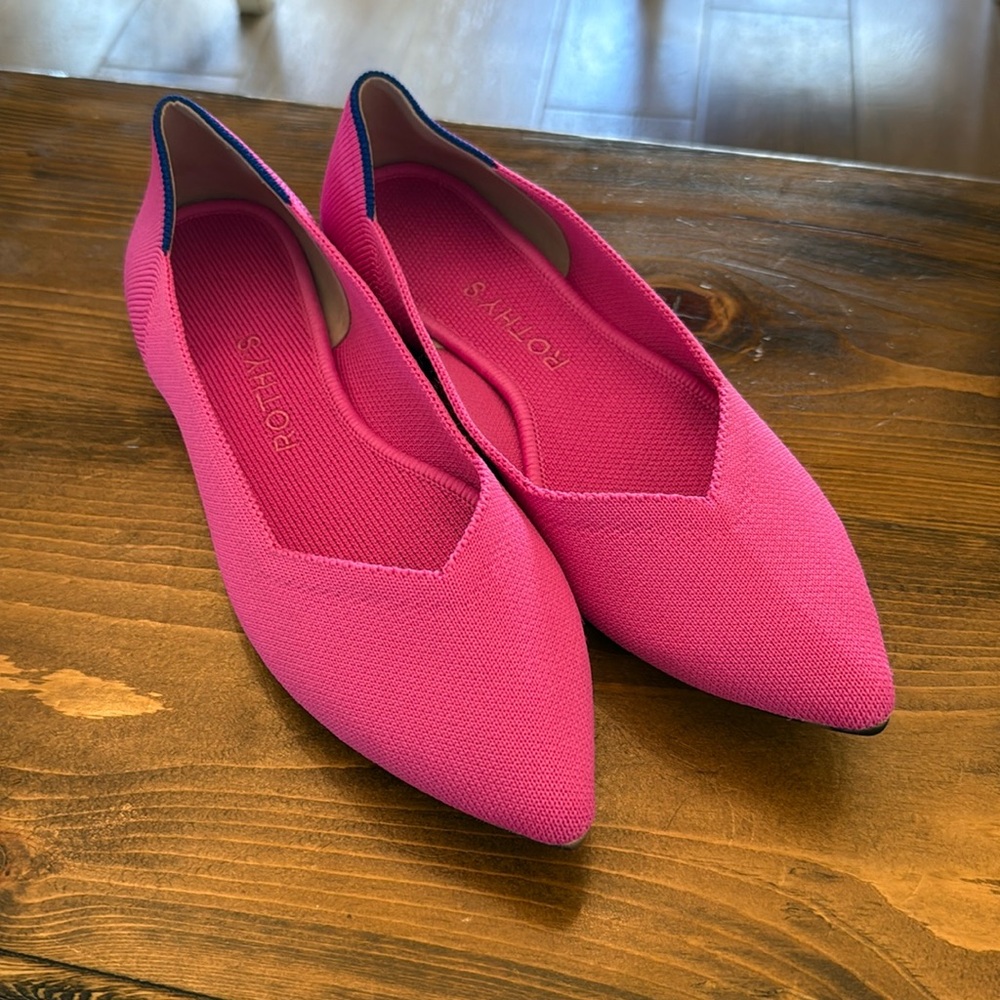 Rothys dragon fruit The Point Knit Pointed Toe Ballet Flats Womens 7